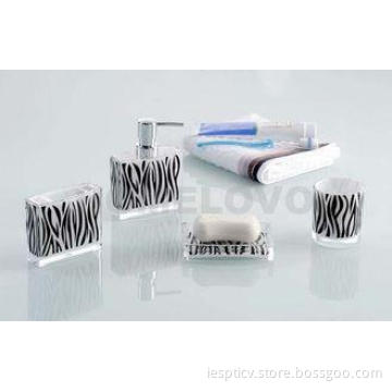 Polyresin Leopard Printed Bath Accessory Sets Decorative Tu